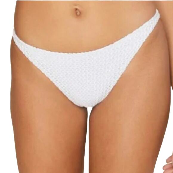 Demi Moore x Andie Tropez Bottom Bikini White Textured Swimwear Size M New